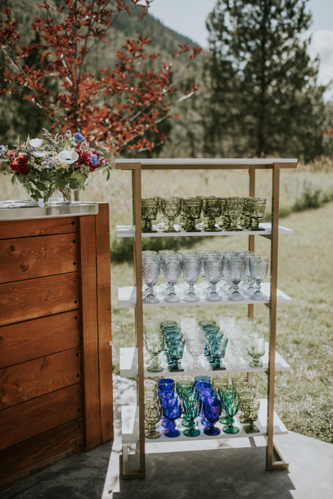 wedding glassware display